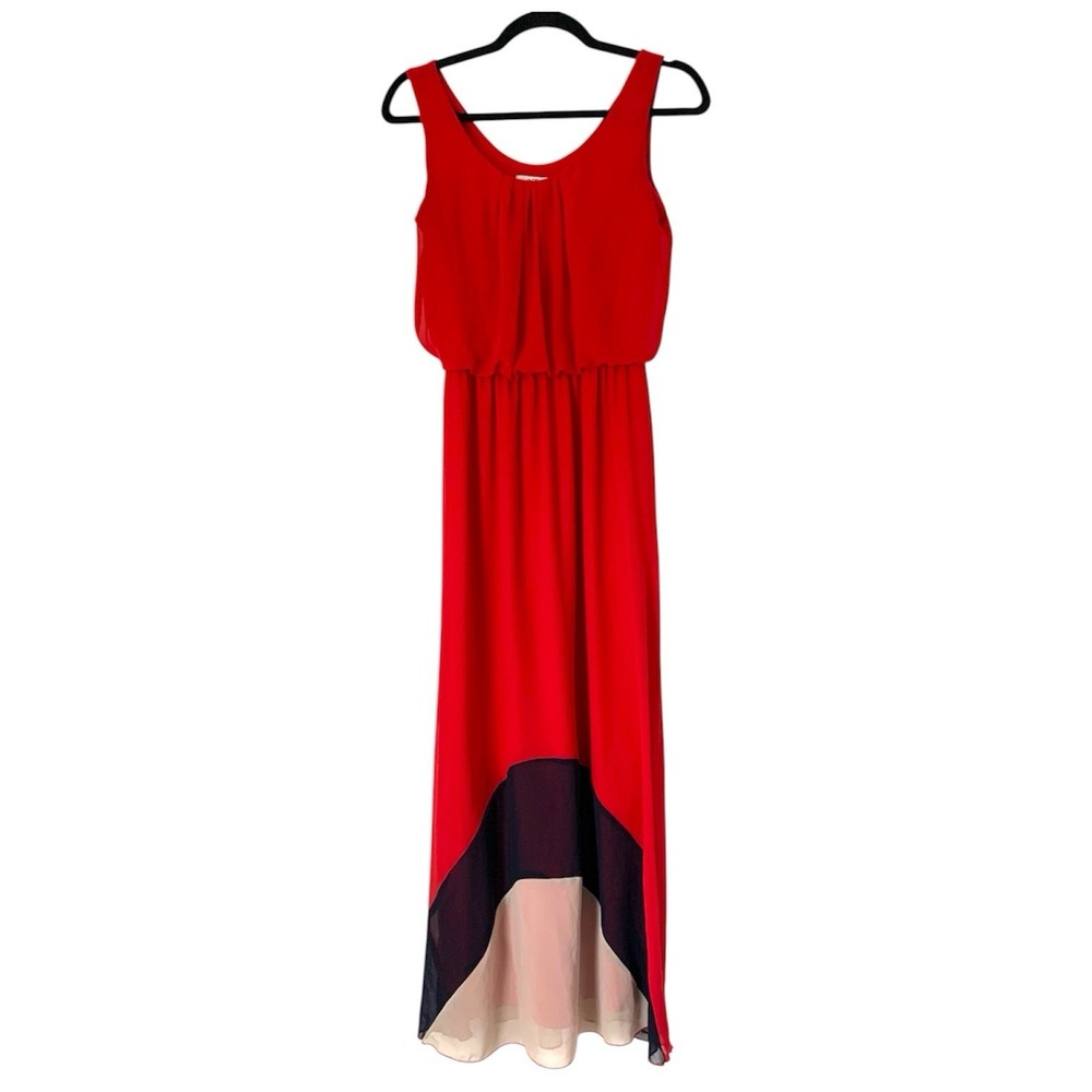 Sweet Storm Dress Maxi Women M Red Navy Colorblock Sleeveless‎ Mod Bold Flowy